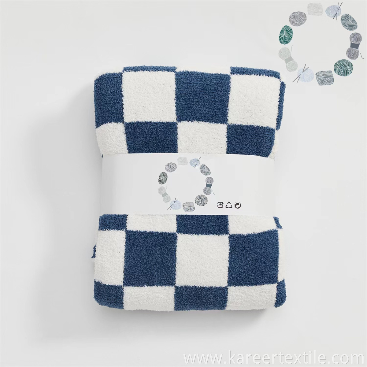 Geometric Simple Checkerboard Polyester Knitted Lightweight Cozy Throw Blanket for Couch Sofa Bedroom Adults Kids